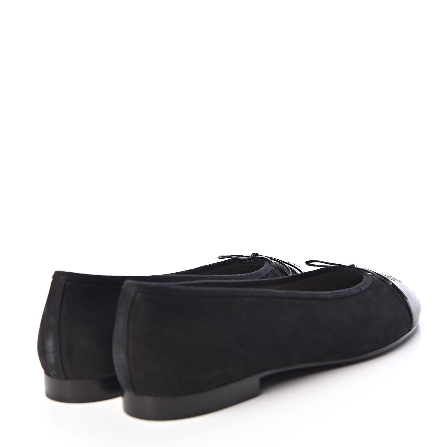 Chanel Suede Lambskin Cap Toe CC Ballerina Flats 41 Black 3 of 9