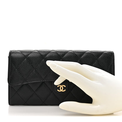 Chanel Caviar Quilted Large Gusset Flap Wallet Black 2 of 9