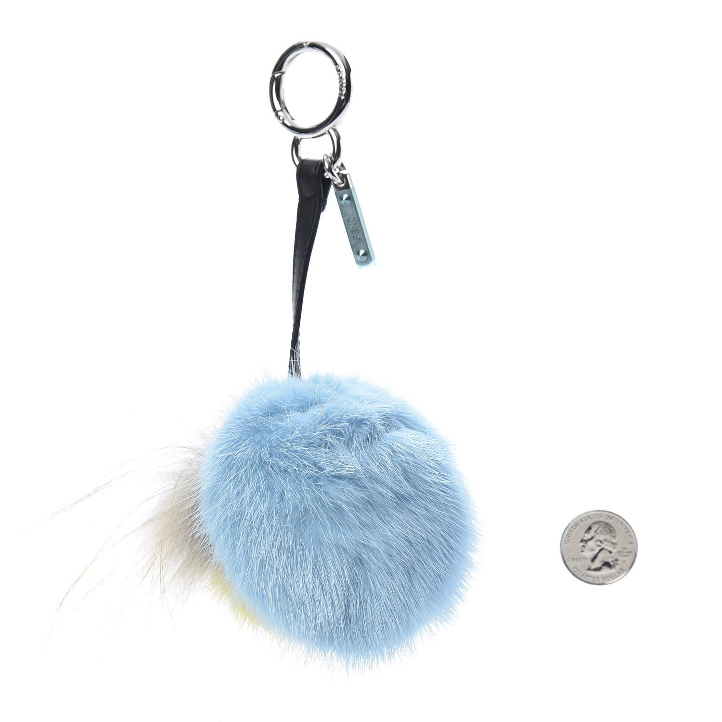 Mink Fox Fur QuTweet Softweet Bag Bug Charm Azzurro