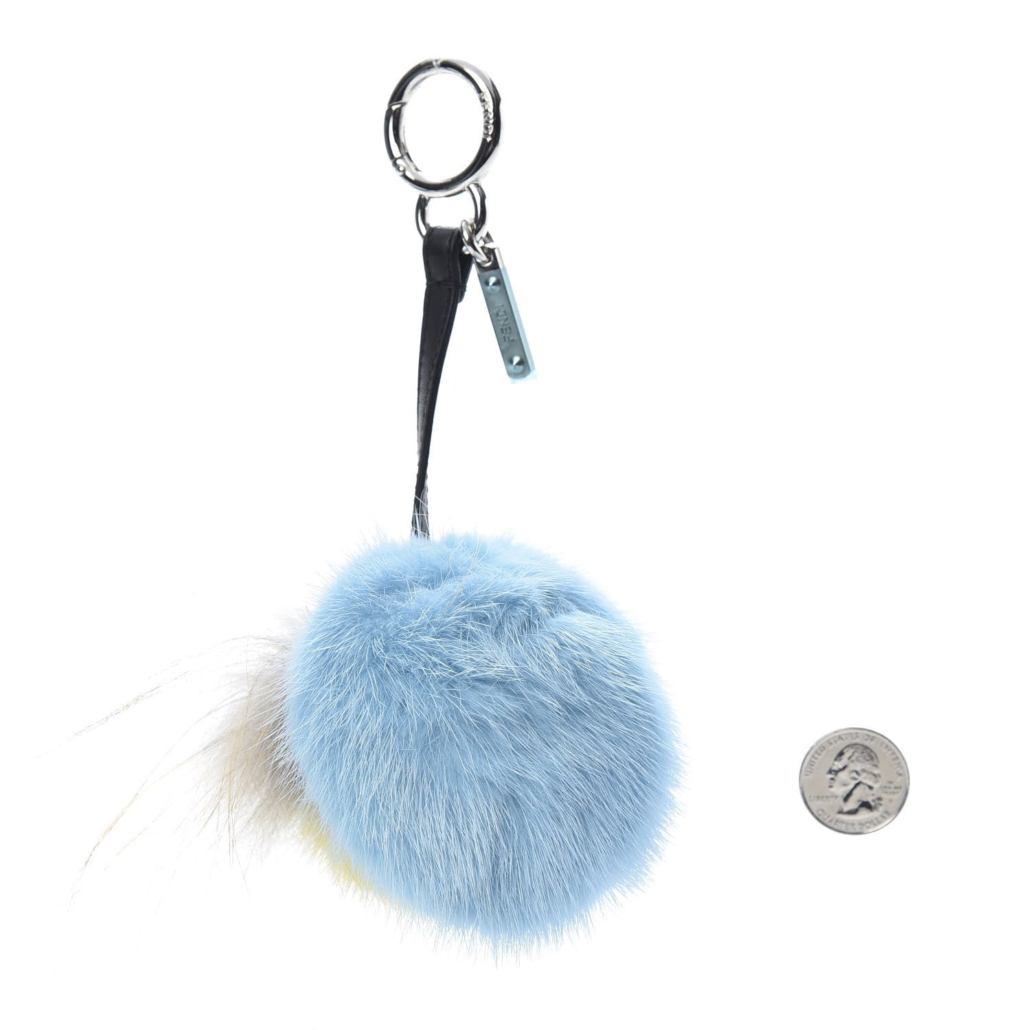 Fendi Mink Fox Fur QuTweet Softweet Bag Bug Charm Azzurro 2 of 3