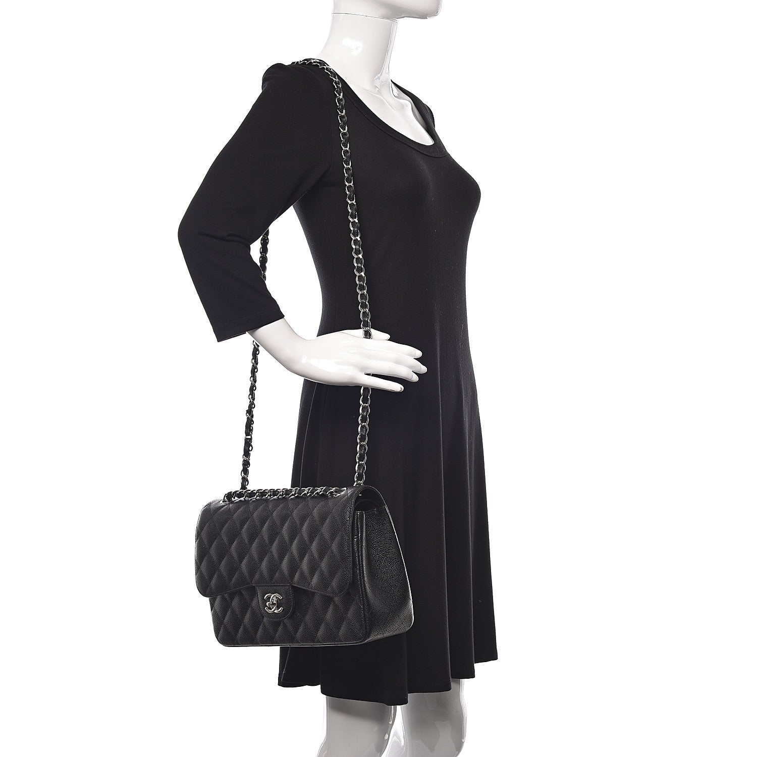 Chanel Caviar Quilted Jumbo Double Flap Black 2 of 10