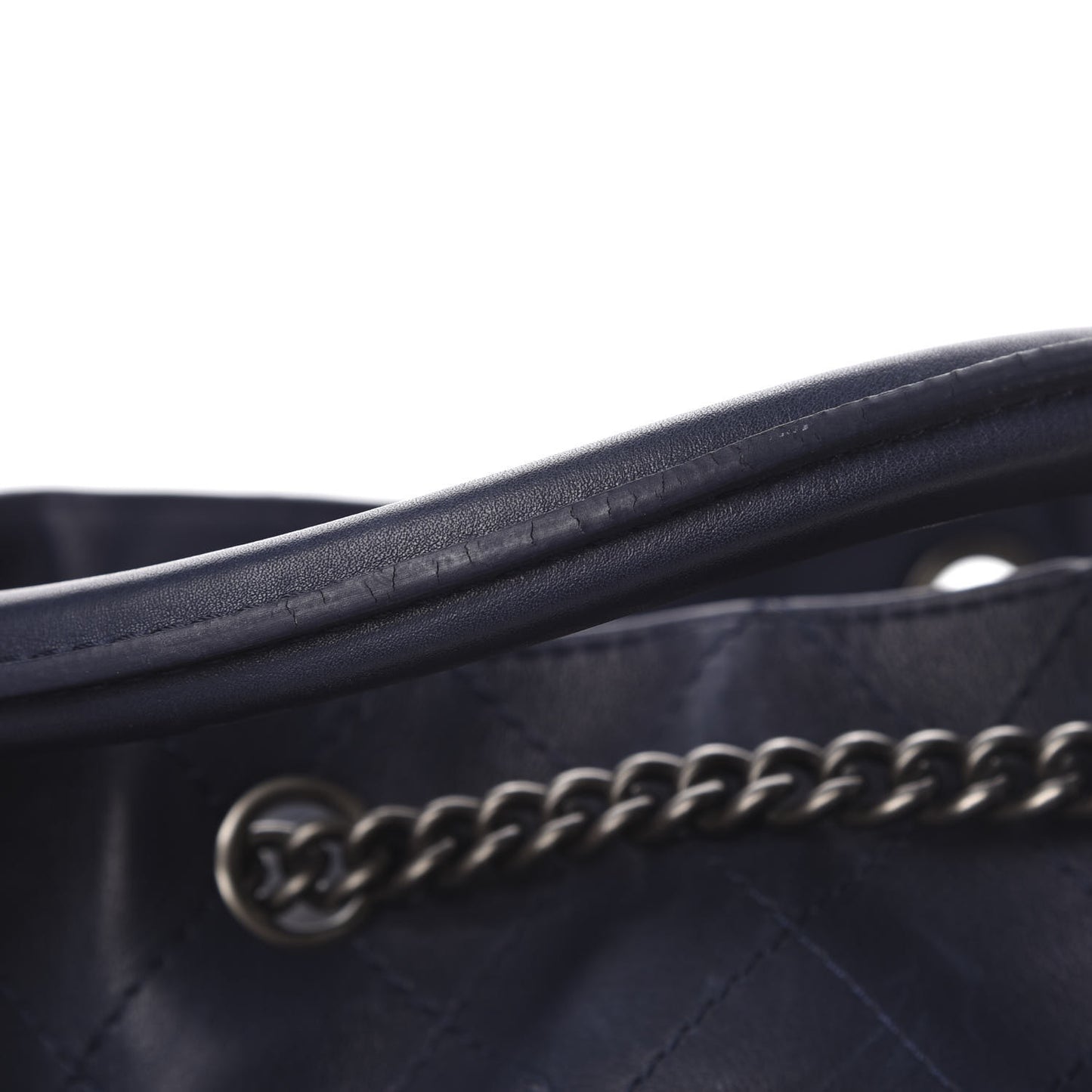 Calfskin Stitched Large Urban Luxury Drawstring Backpack Navy Blue