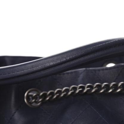 Chanel Calfskin Stitched Large Urban Luxury Drawstring Backpack Navy Blue 13 of 13