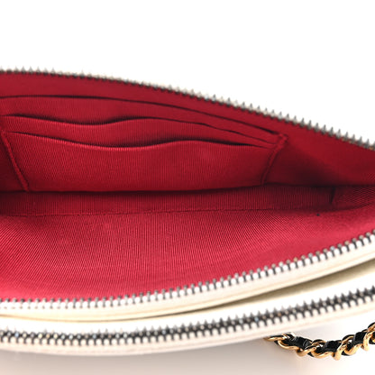 Chanel Aged Calfskin Quilted Small Gabrielle Clutch With Chain White Black 5 of 13