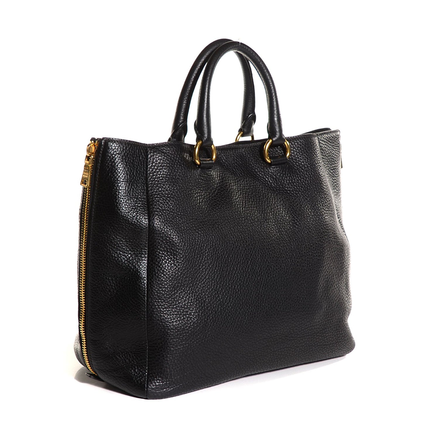 Vitello Daino Expandable Zip Tote Nero Black