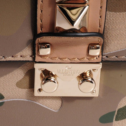 Valentino Garavani Nappa Canvas Camouflage Medium Glam Lock Rockstud Flap Green 5 of 8