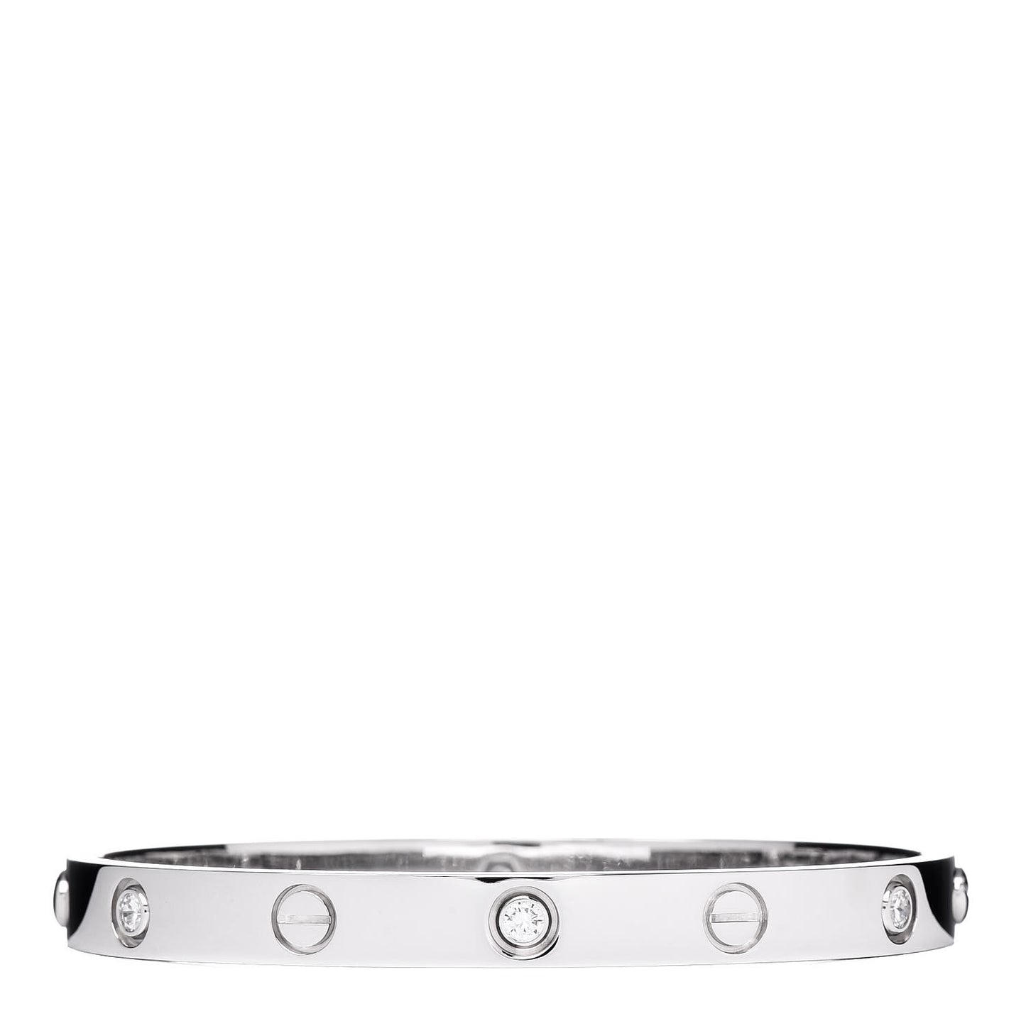 18K White Gold 6 Diamond LOVE Bracelet 17
