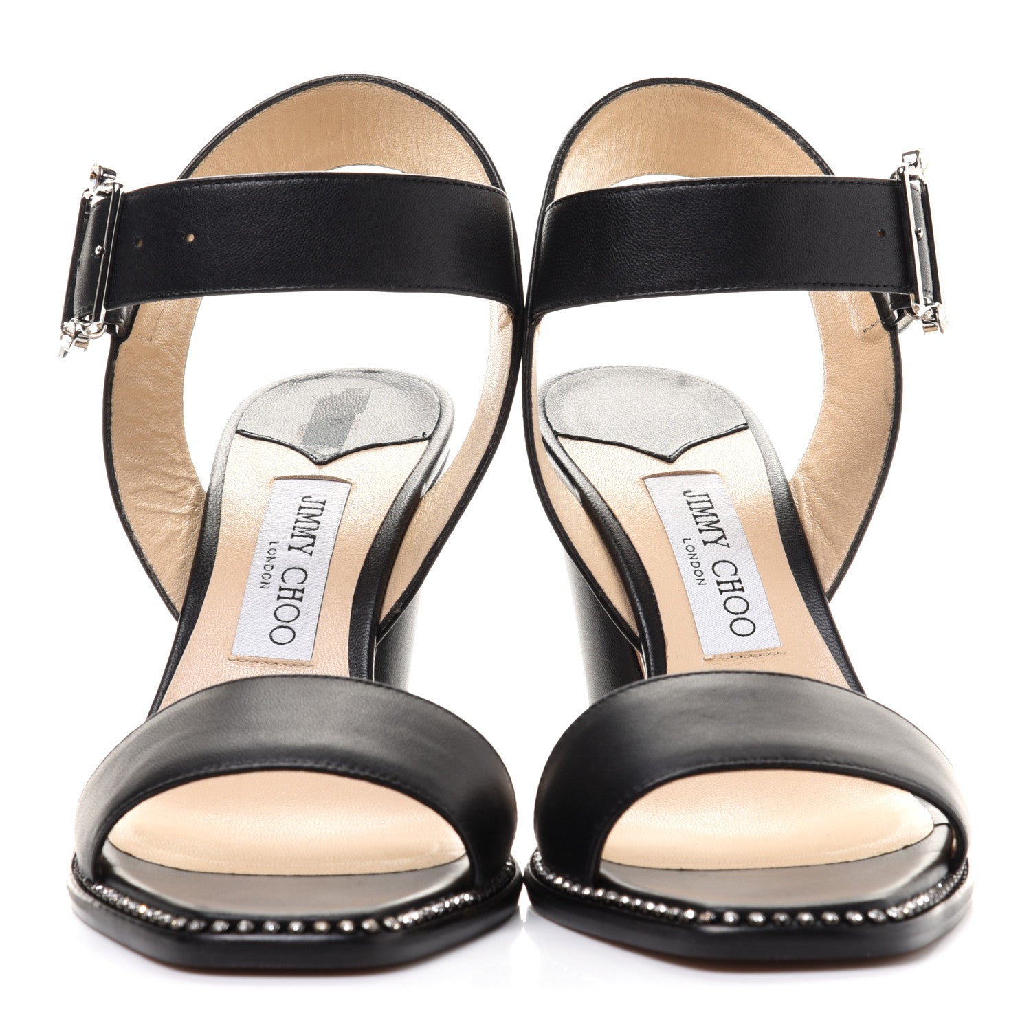 Jimmy Choo Crystal Calfskin Minase Sandals 39.5 Black 2 of 12