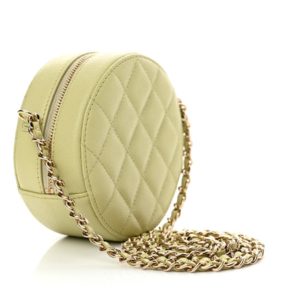Chanel Caviar Quilted French New Wave Round Clutch With Chain Light Green 3 of 11
