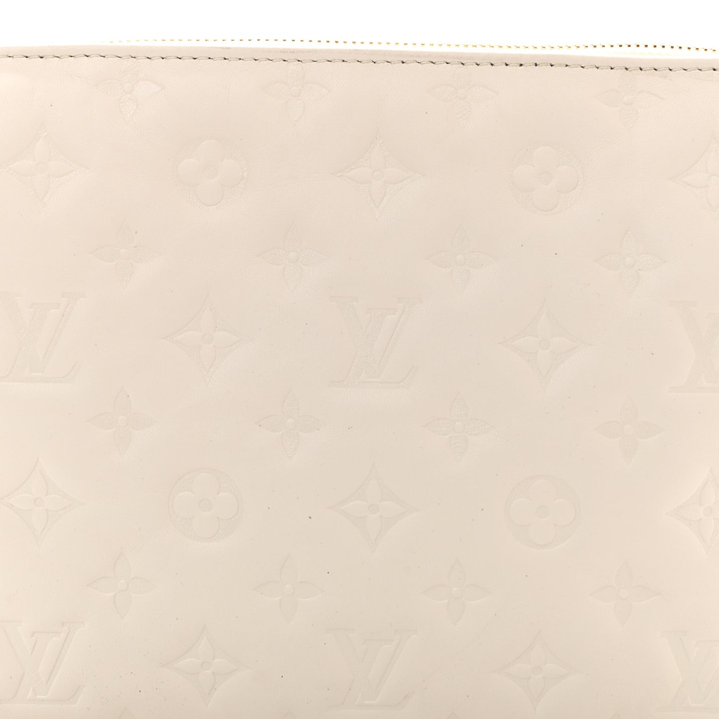 Lambskin Embossed Monogram Coussin PM Beige Cream