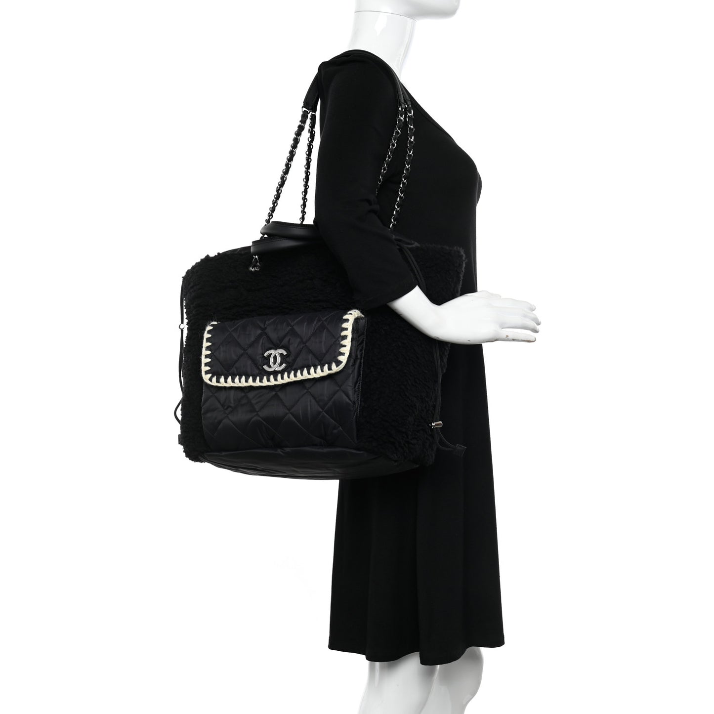 Wool Nylon Quilted Coco Neige Tote Black