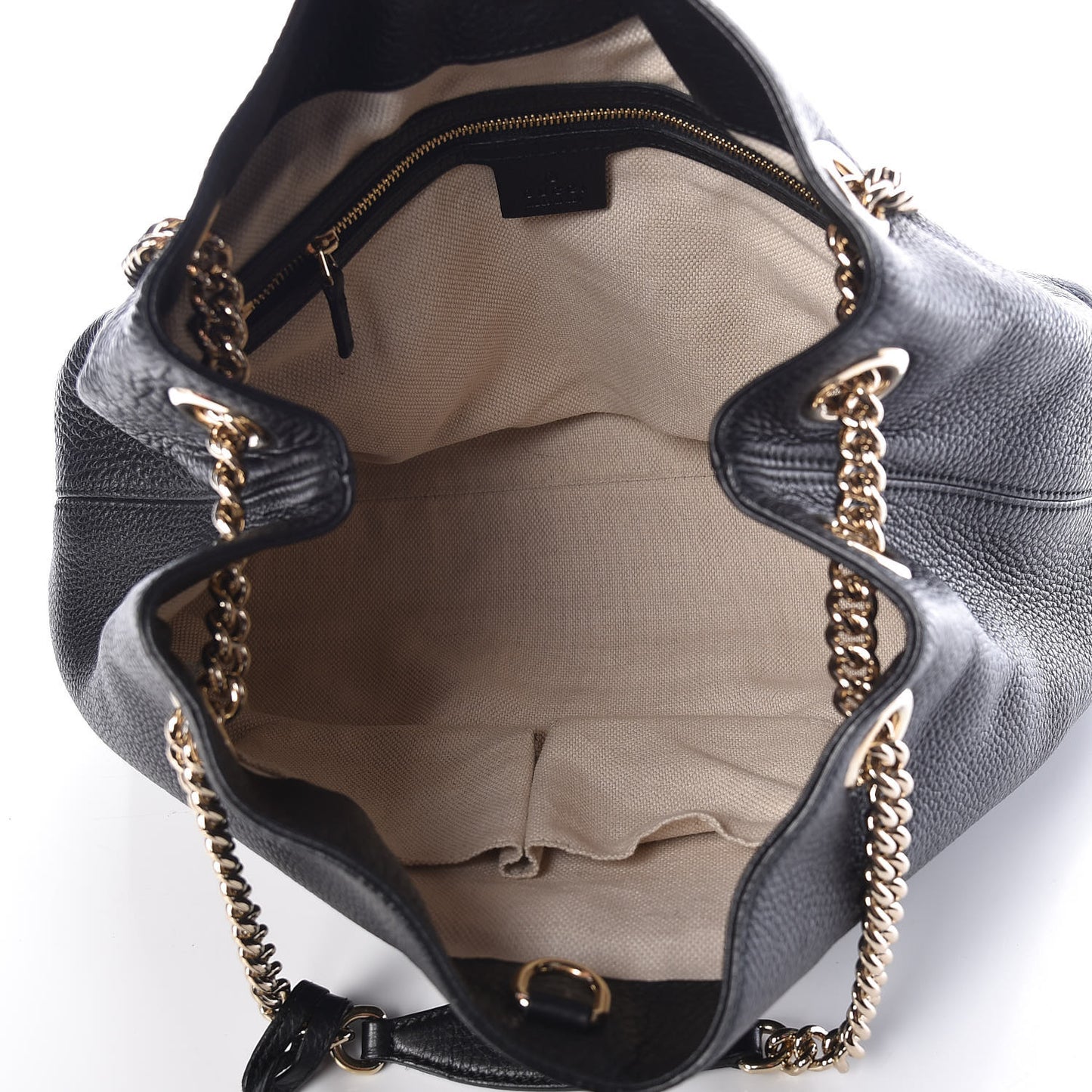 Pebbled Calfskin Medium Soho Chain Shoulder Bag Black