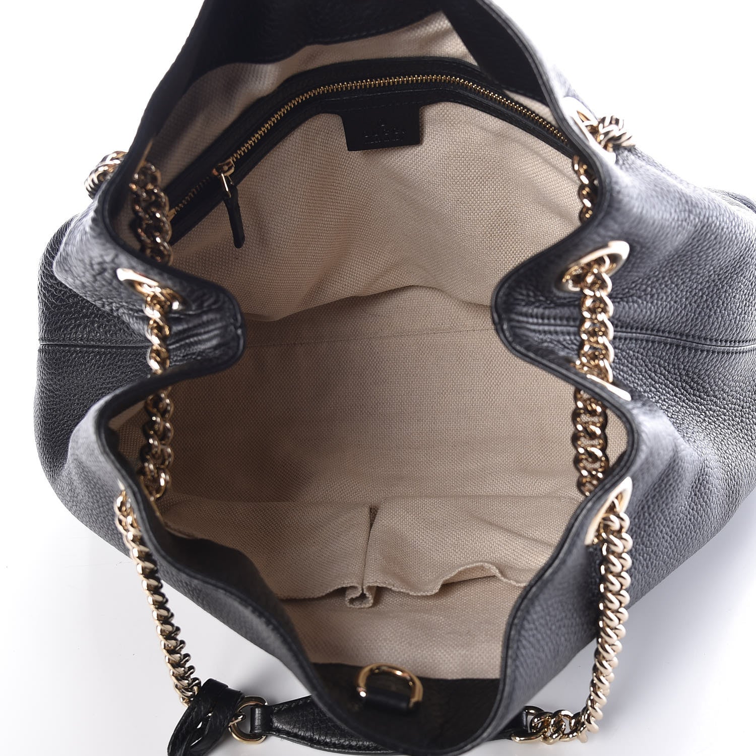 Gucci Pebbled Calfskin Medium Soho Chain Shoulder Bag Black 5 of 11