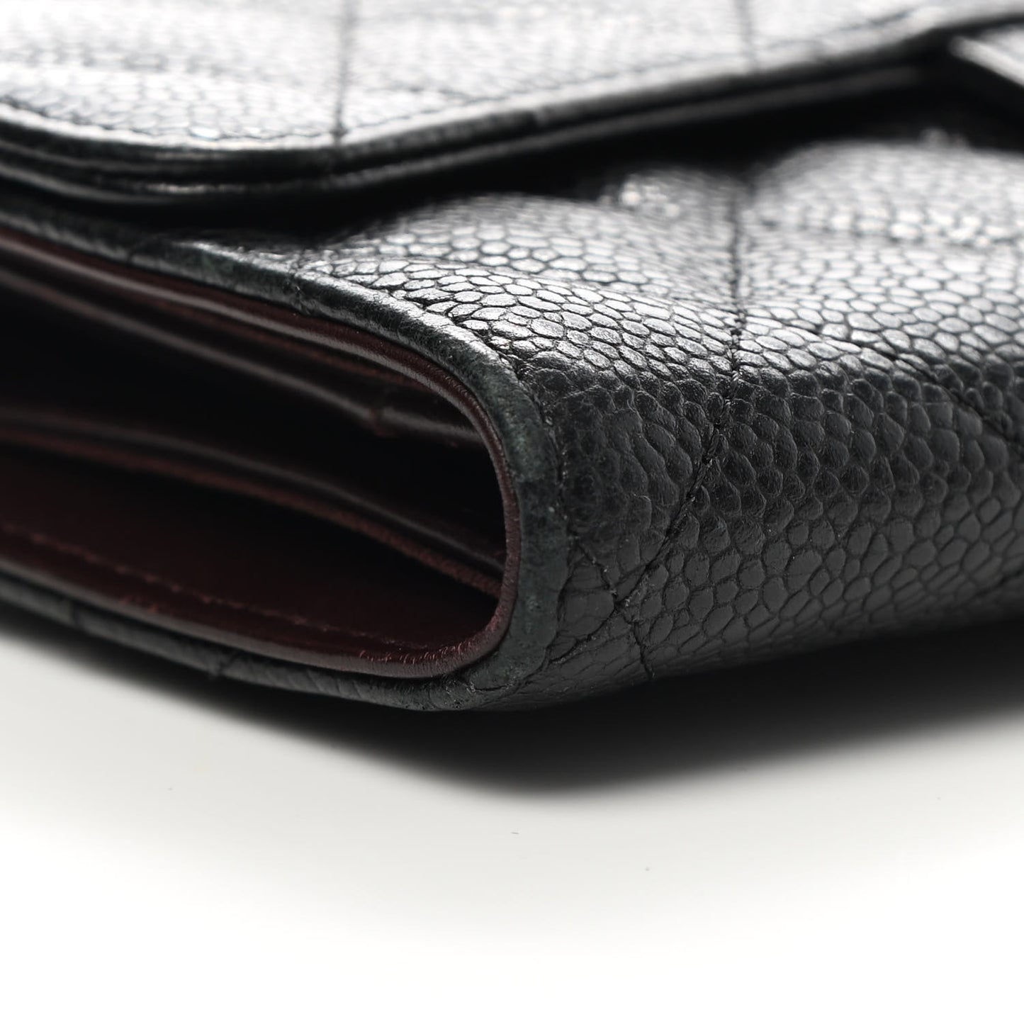 Caviar Quilted Large Gusset Flap Wallet Black