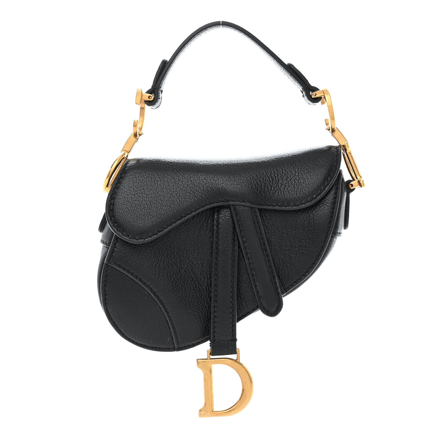 Goatskin Micro Saddle Bag Black