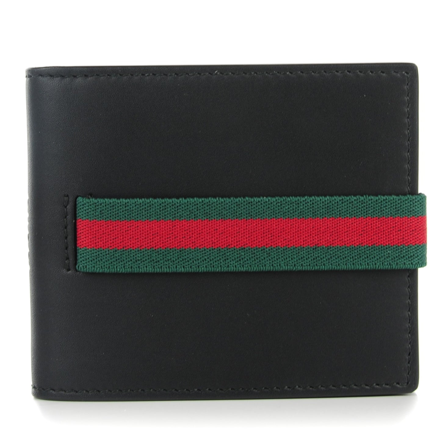 Calfskin Web Bi-Fold Wallet Black