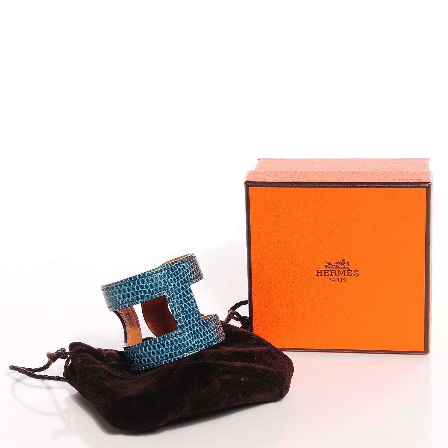 Hermes Lizard Ano Cuff Small Bleu Petrole 6 of 6
