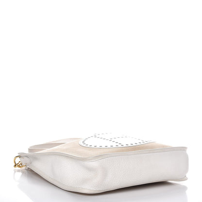Hermes Toile Taurillon Clemence Evelyne PM Blanc White 4 of 11