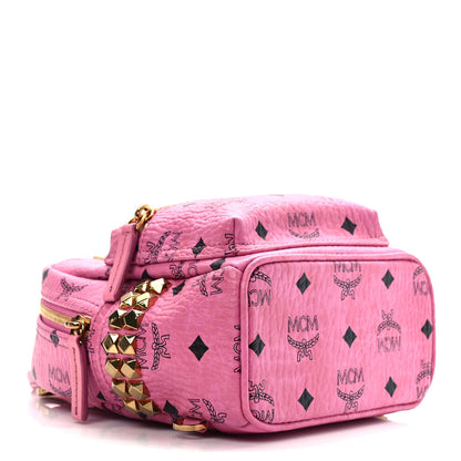MCM Visetos Side Stud X-Mini Stark Bebe Boo Backpack Pink 4 of 11