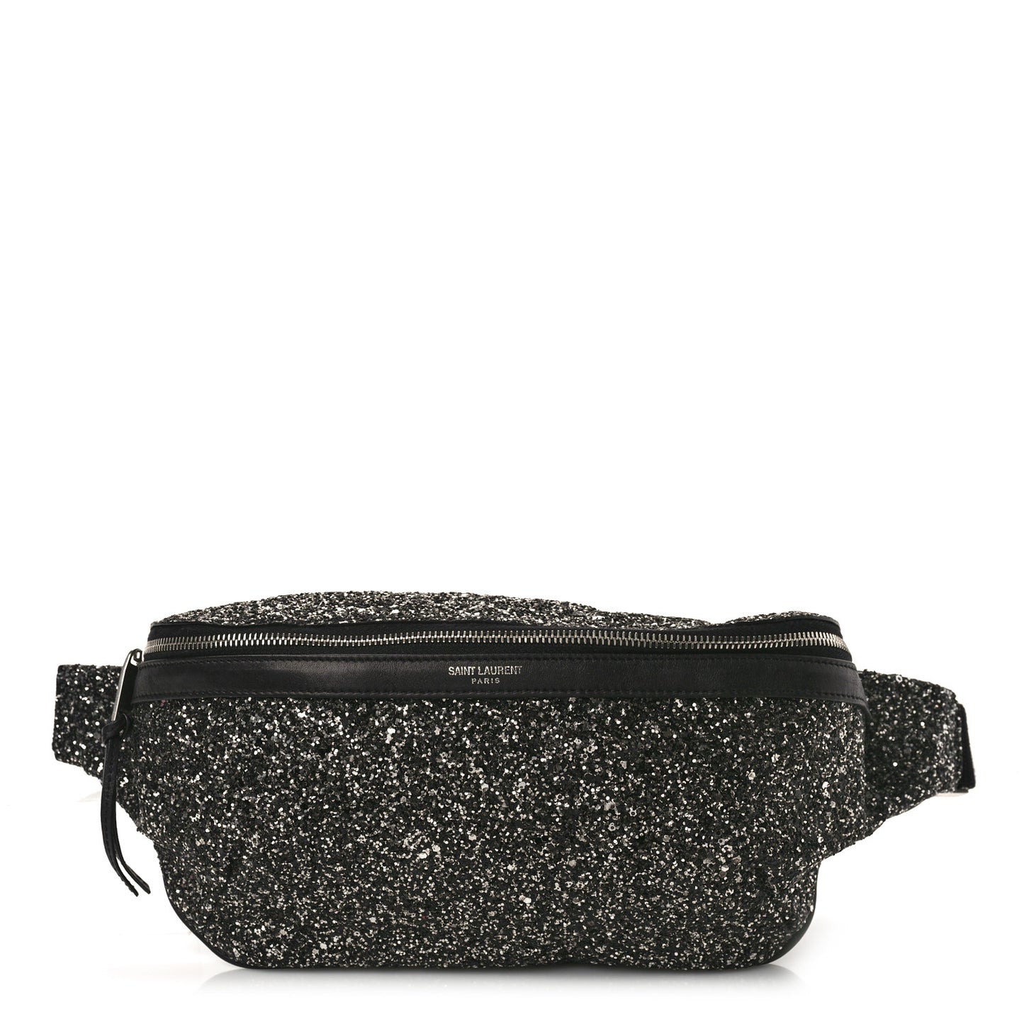 Lambskin Glitter Belt Bag Metallic Black