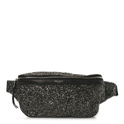 Saint Laurent Lambskin Glitter Belt Bag Metallic Black 1 of 9
