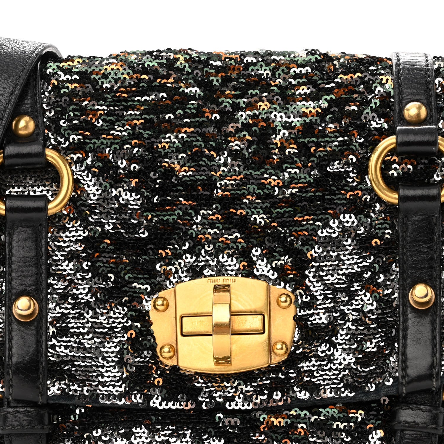 Miu Miu Paillettes Sequined Mini East West Satchel Argento 7 of 9