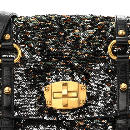 Miu Miu Paillettes Sequined Mini East West Satchel Argento 7 of 9