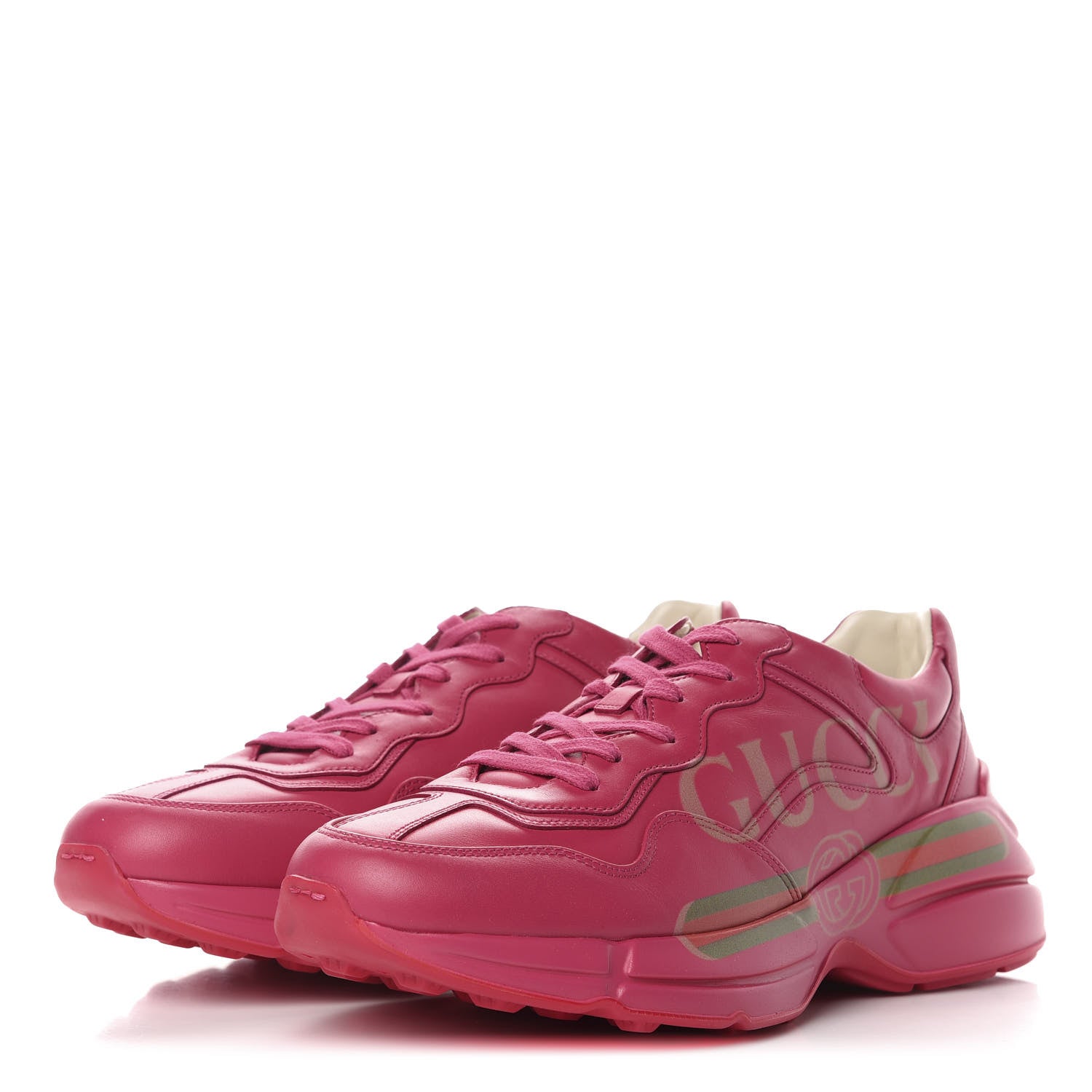 Gucci Calfskin Logo Mens Rhyton Sneakers 9.5 Box Pink 3 of 10