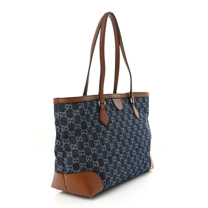 Gucci New Denim GG Monogram Medium Ophidia Shopping Tote Blue Tea Cuir 3 of 12