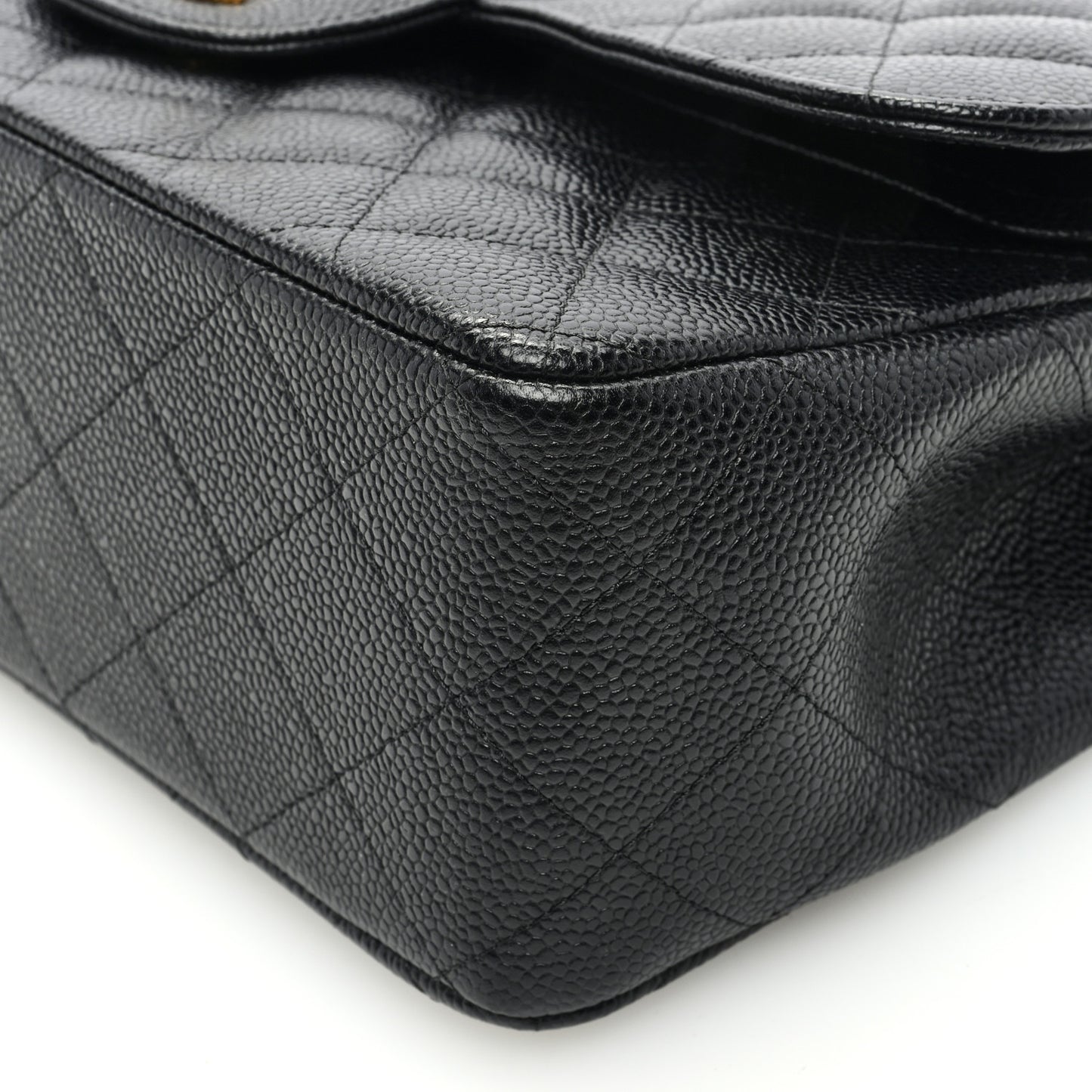 Caviar Quilted Jumbo Double Flap Black