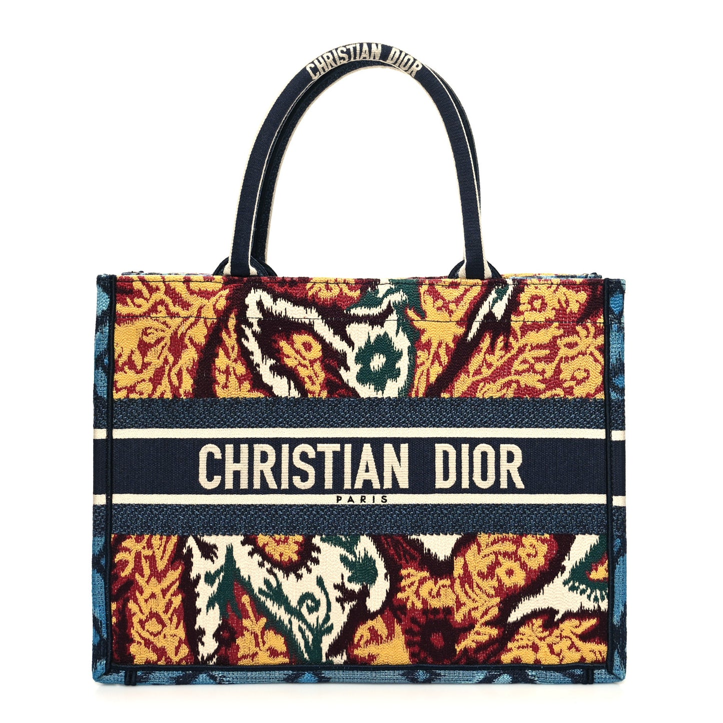 Canvas Embroidered Paisley Medium Book Tote Blue Multicolor