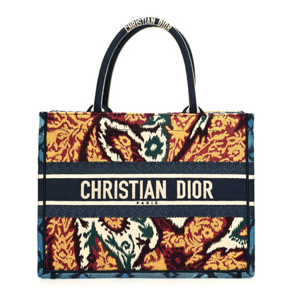 Christian Dior Canvas Embroidered Paisley Medium Book Tote Blue Multicolor 1 of 11