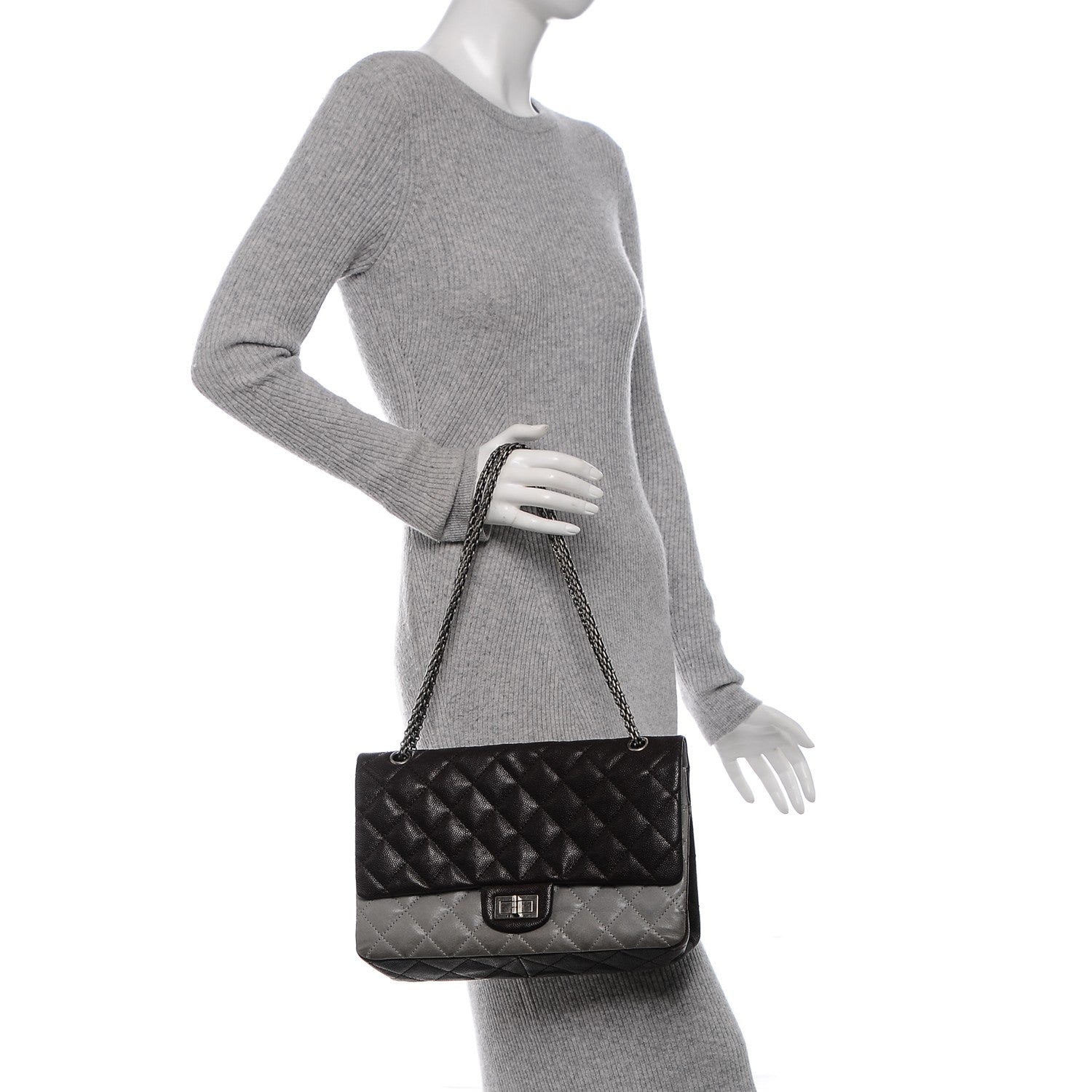 Chanel Caviar Iridescent Calfskin 2.55 Reissue 227 Flap Brown Grey 2 of 8