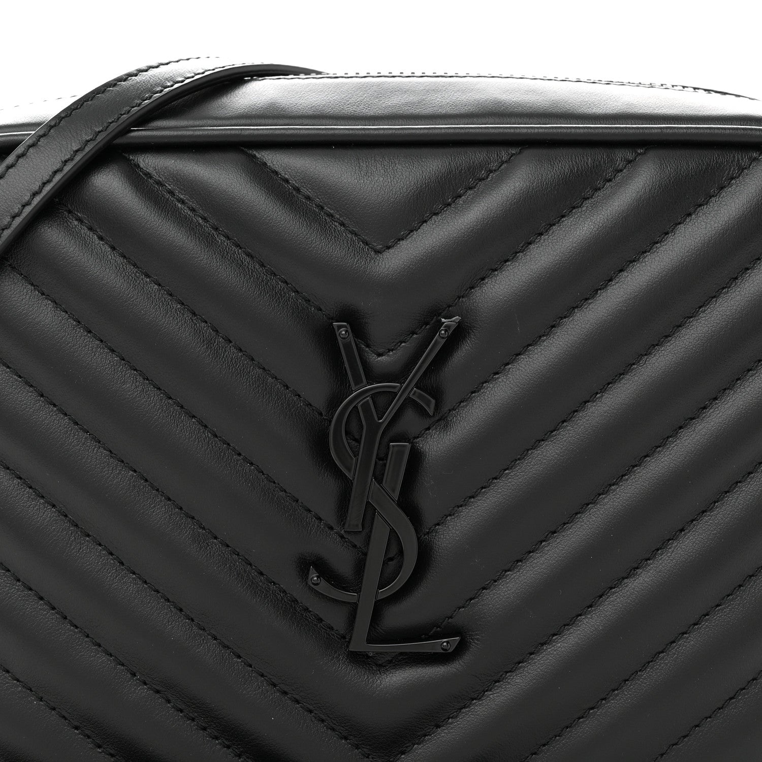 Saint Laurent Calfskin Matelasse Monogram Monochrome Lou Camera Bag Black 8 of 10