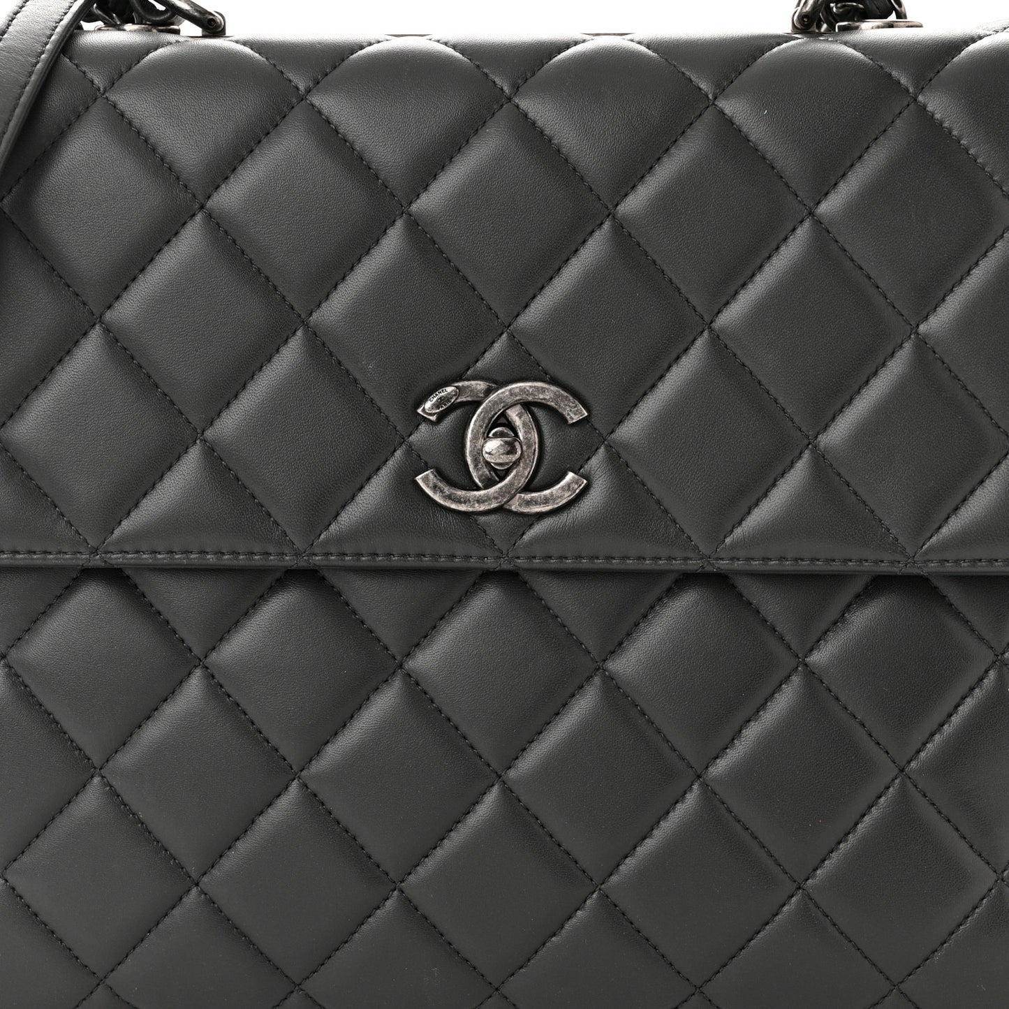 Lambskin Quilted Large Trendy CC Dual Handle Flap Bag Dark Grey