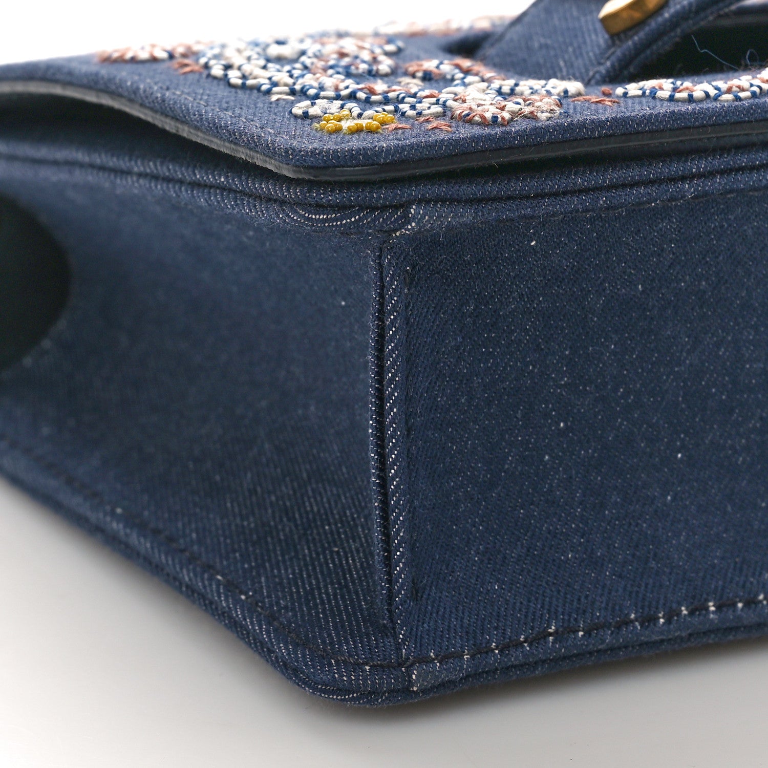 Christian Dior CHRISTIAN DIOR Denim Bead Embroidered J'Adior Chain Flap Bag Blue Multicolor 7 of 8