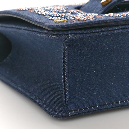 Christian Dior CHRISTIAN DIOR Denim Bead Embroidered J'Adior Chain Flap Bag Blue Multicolor 7 of 8