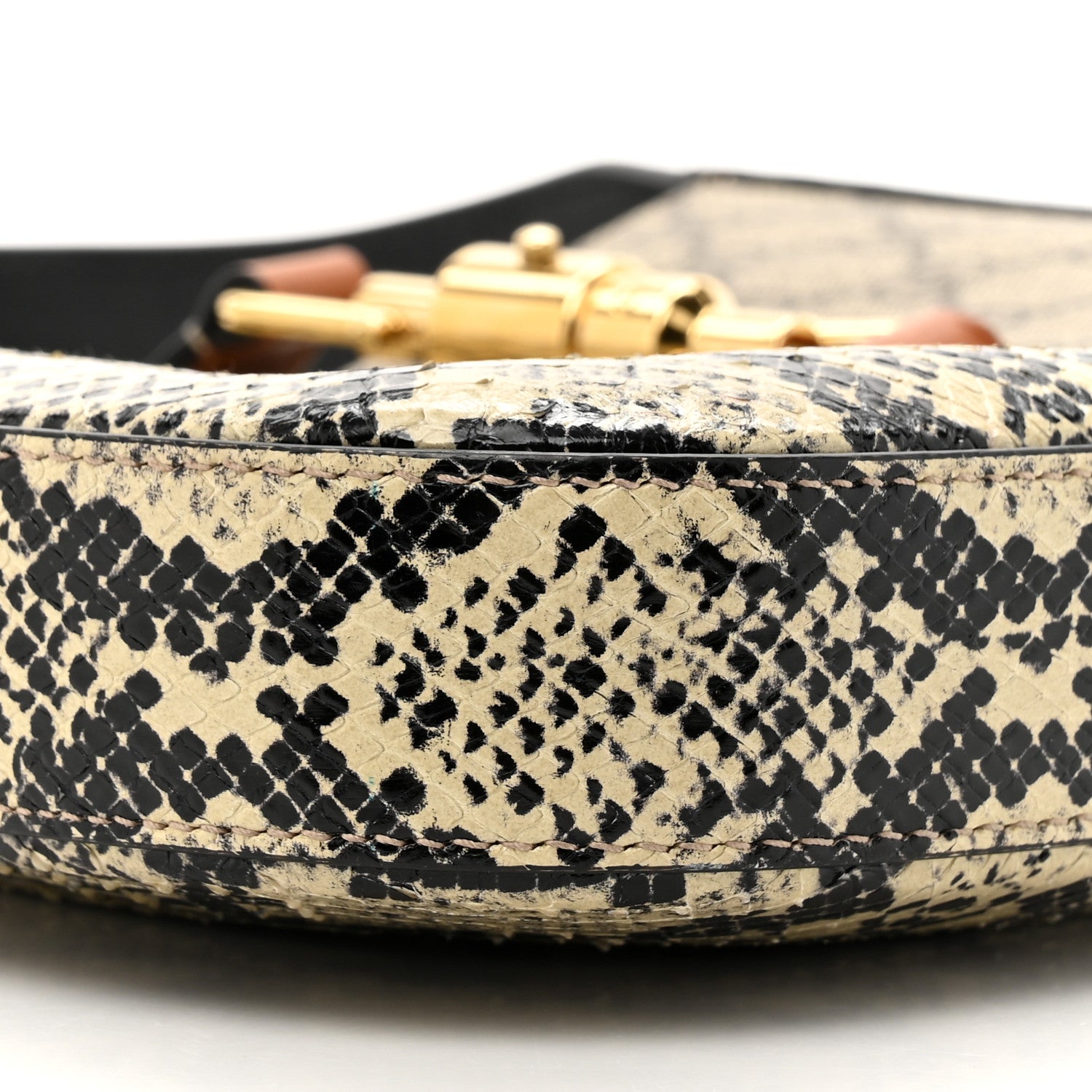 Gucci GG Supreme Monogram Snakeskin Small Jackie 1961 Hobo Beige Ebony 10 of 13