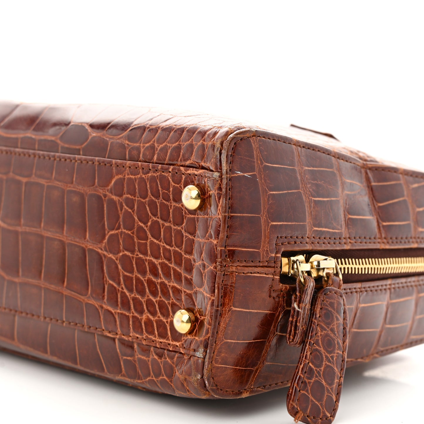 Alligator Bowler Bag Brown