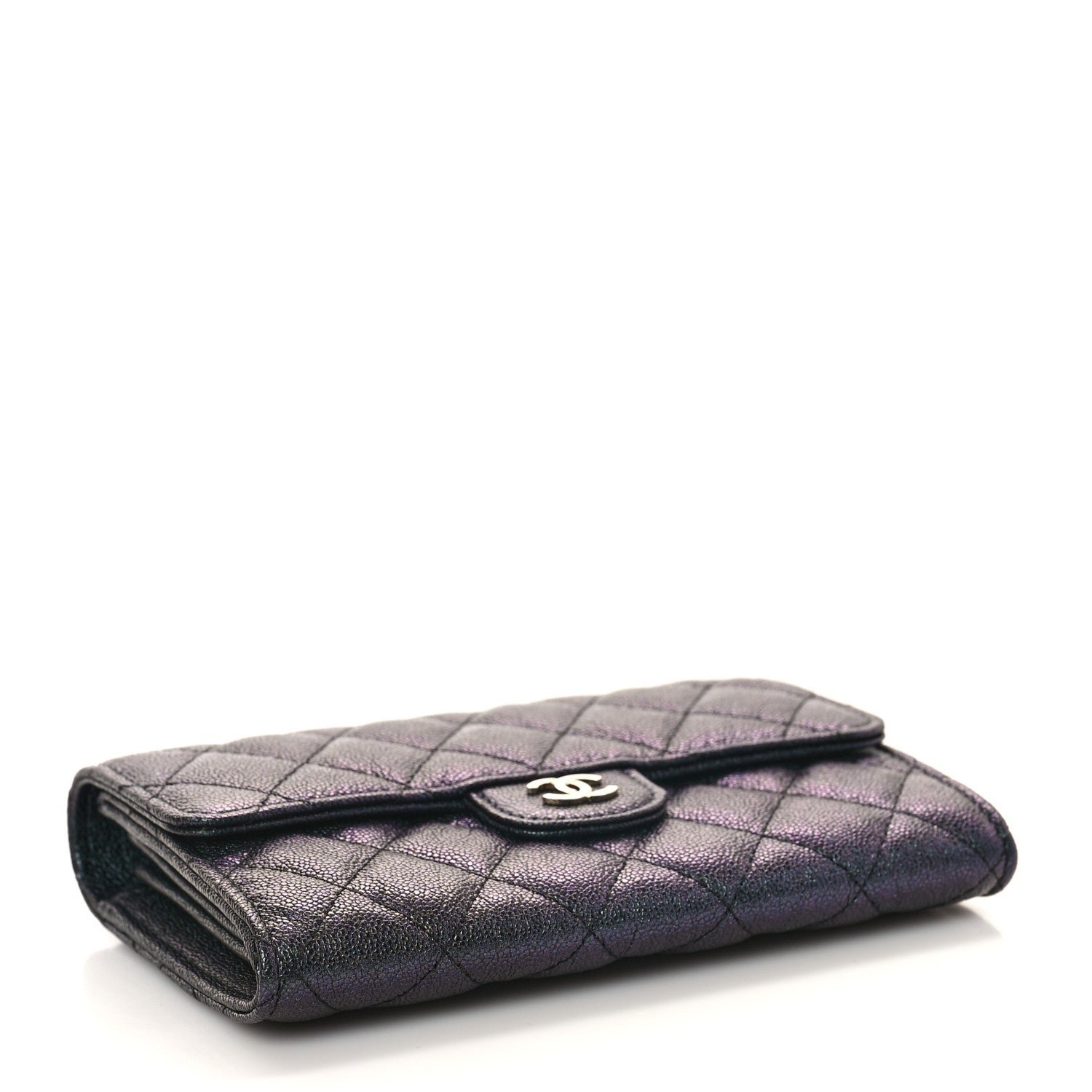 Chanel Iridescent Caviar Quilted Large Gusset Flap Wallet Black 4 of 10