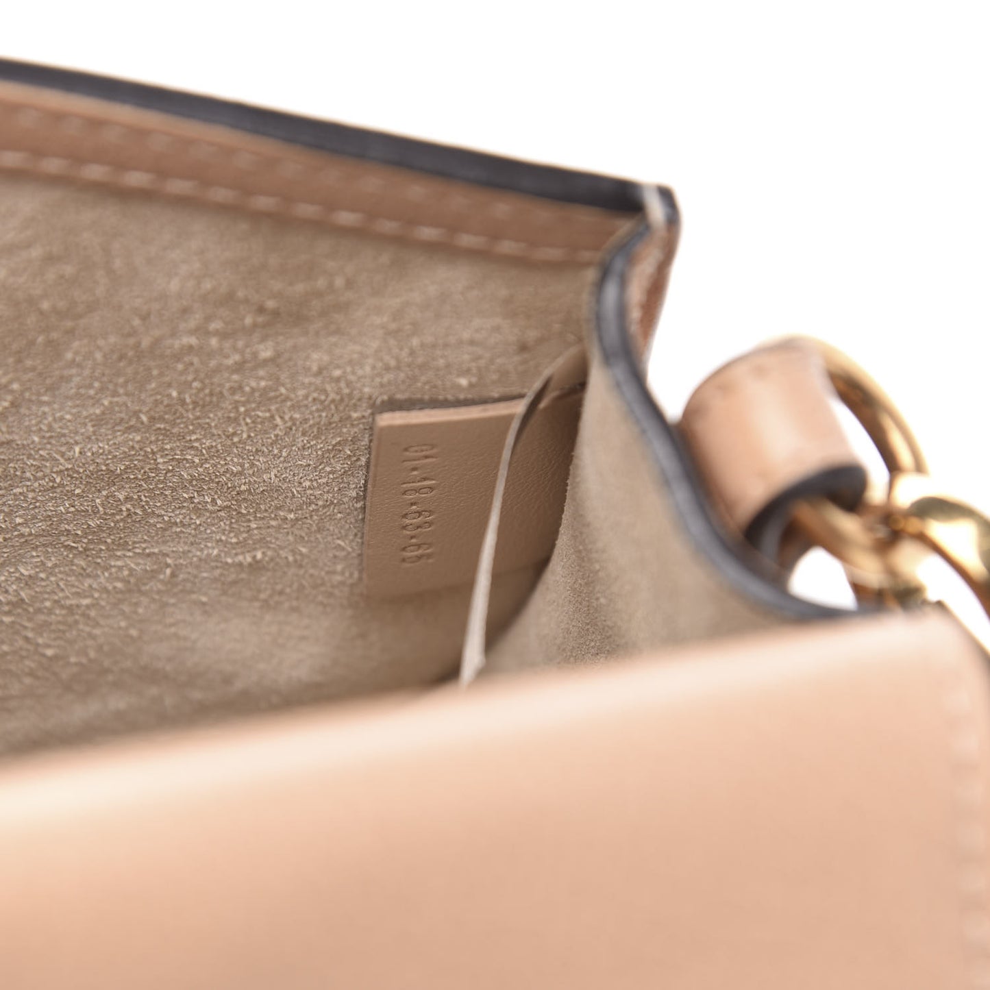 Calfskin Suede Small Nile Bracelet Bag Biscotti Beige