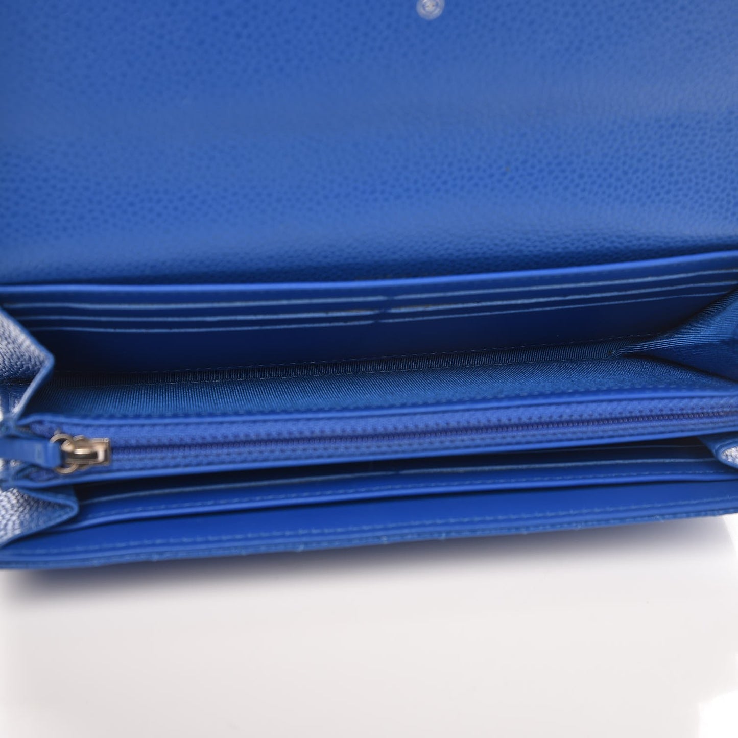 Caviar Quilted Large Gusset Flap Wallet Blue