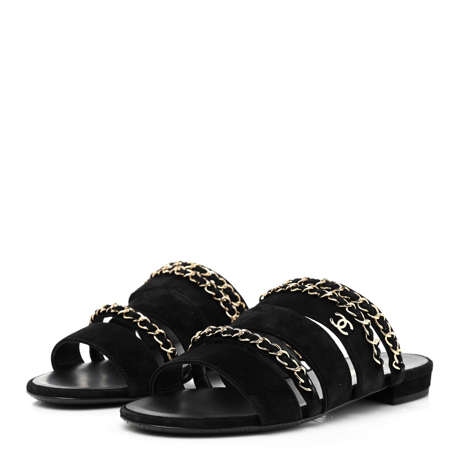 Chanel Suede Chain Mule Sandals 36 Black 3 of 7