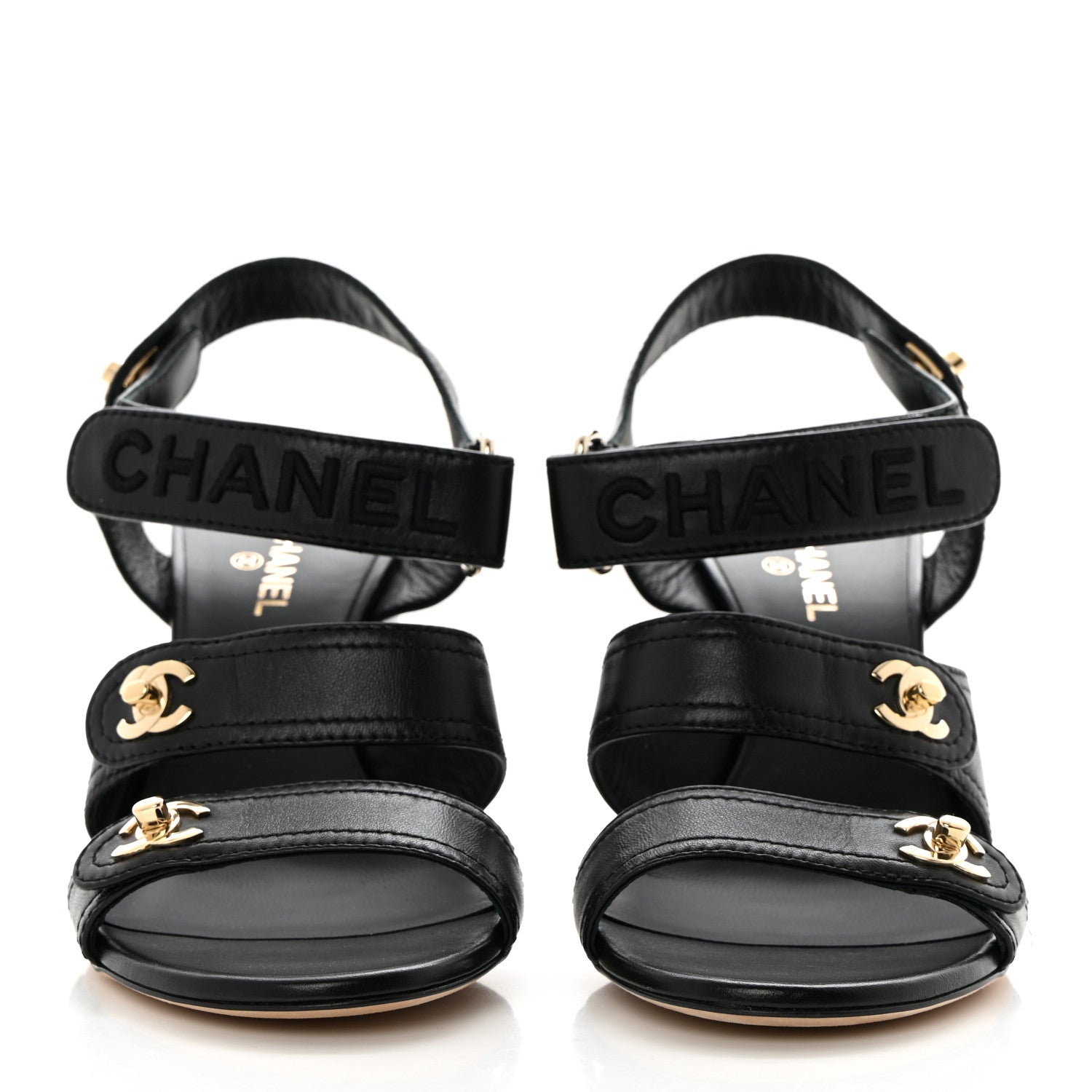 Chanel Goatskin CC Turnlock Sandals 39 Black 2 of 11