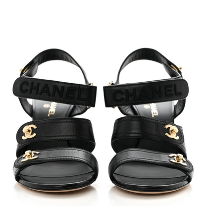 Chanel Goatskin CC Turnlock Sandals 39 Black 2 of 11