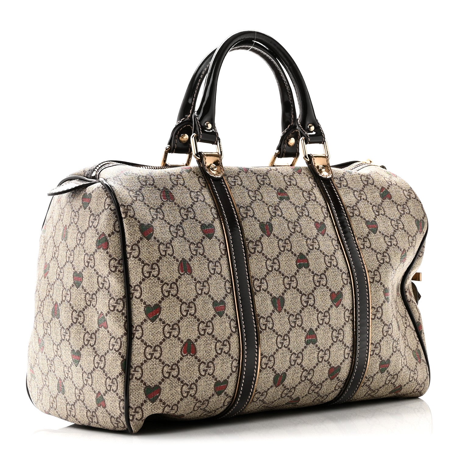 Gucci GG Plus Monogram Hearts Medium Joy Boston Dark Brown 3 of 10