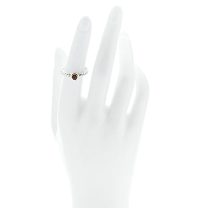 David Yurman Sterling Silver 14K Yellow Gold Garnet Petite Cable Ring 51 5.75 2 of 5