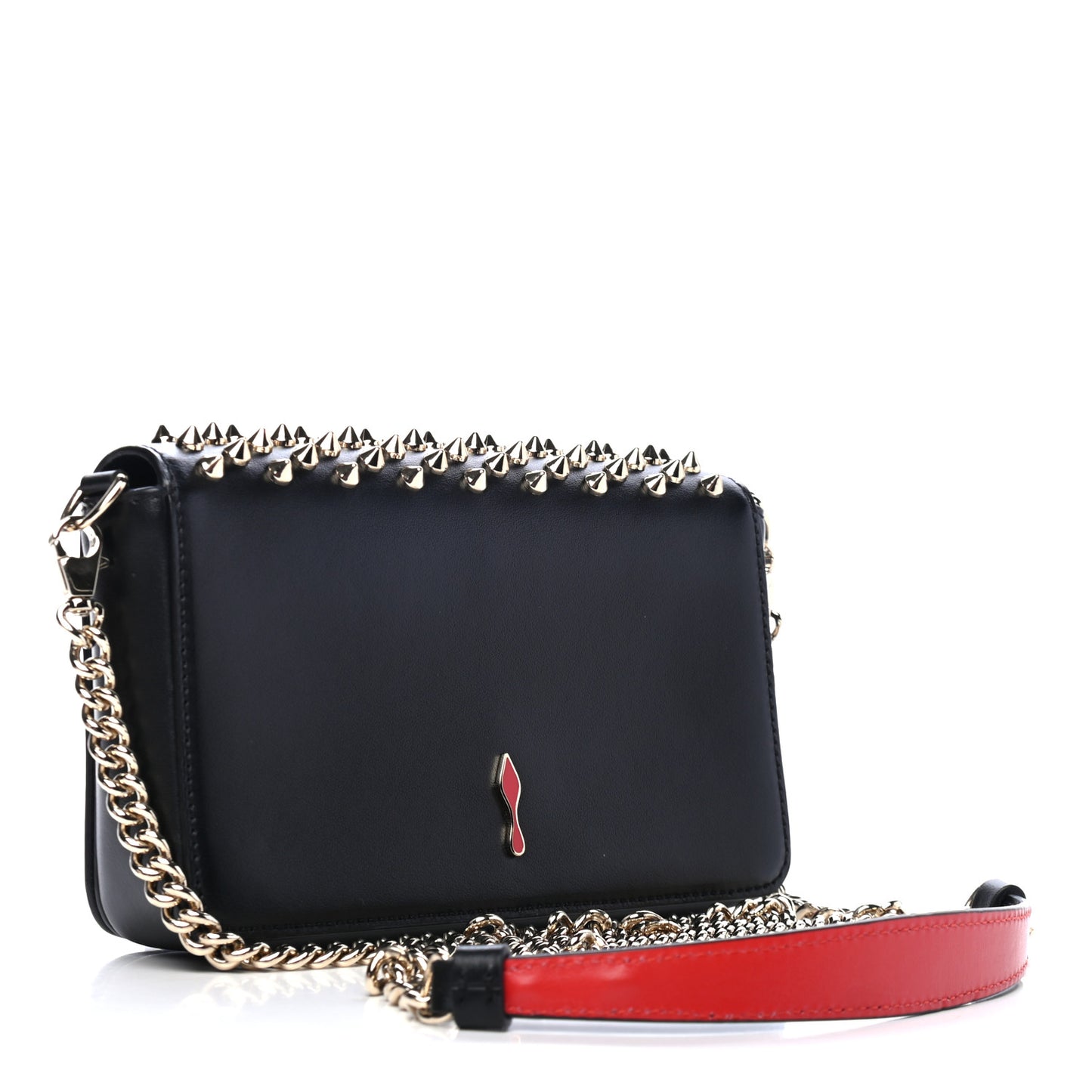 Calfskin Spiked Zoompouch Crossbody Black