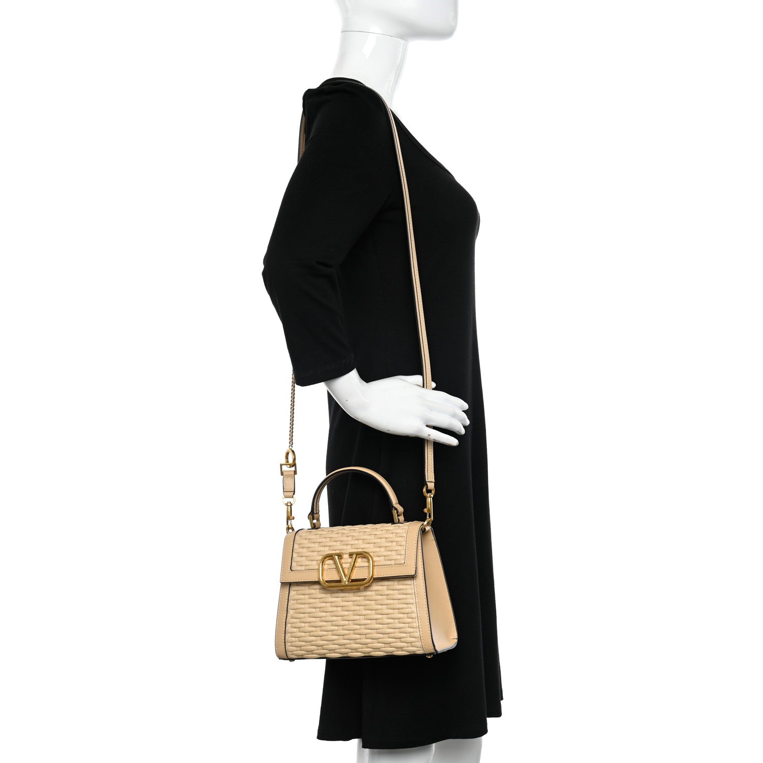 Valentino Garavani Woven Straw Small VSling Top Handle Satchel Naturale 2 of 9