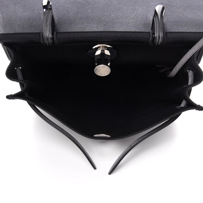 Hermes Military Toile Vache Hunter Herbag Zip PM 31 Black Bleu Indigo 5 of 10